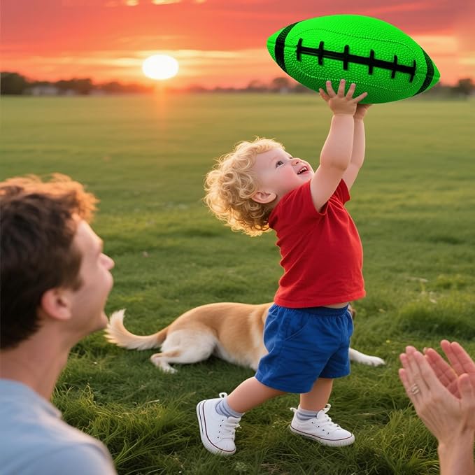 ABAJI Toy Football 2PCS 6 inch Small Mini Ball for Kid Toddler Soft Rubber Come with Pump Needle Boys Girls Gift Party Decor