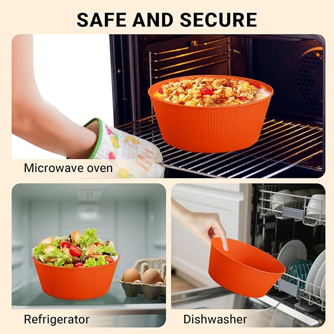 Old Tjikko Snack Bowls,Set of 6 Rice Bowls,100% BPA-Free Wheat Straw Fiber Snack Bowls,Eco-friendly Safe Kitchen Bowl for Children Adult Support Microwave (36oz-6pcs)