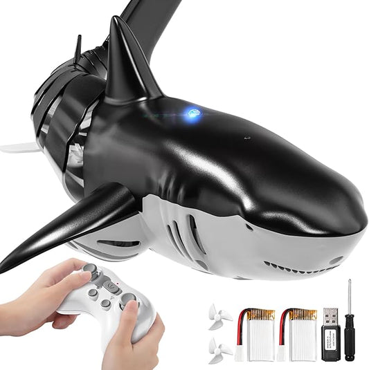 2.4Ghz Remote Control Shark Toys for Kids 3 4 5 6 7 Years Old, 1:18 Scale High Simulation Shark for Pool, Bath Toys for Toddlers, Electronic RC Sea Animal, Outdoor Water Gifts