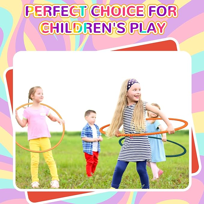 Libima 16 Pcs Toy Color Hoop for Kids, Detachable Adjustable Light Weight Plastic Colored Hoops Toy Circles for Party Games, Dance, Dog Agility