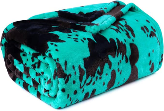 Small Fleece Blanket Teal Throw Blanket Soft Warm Turquoise Blue Blanket Cute Stuff Decor Gifts for Teen Girls Kids Women