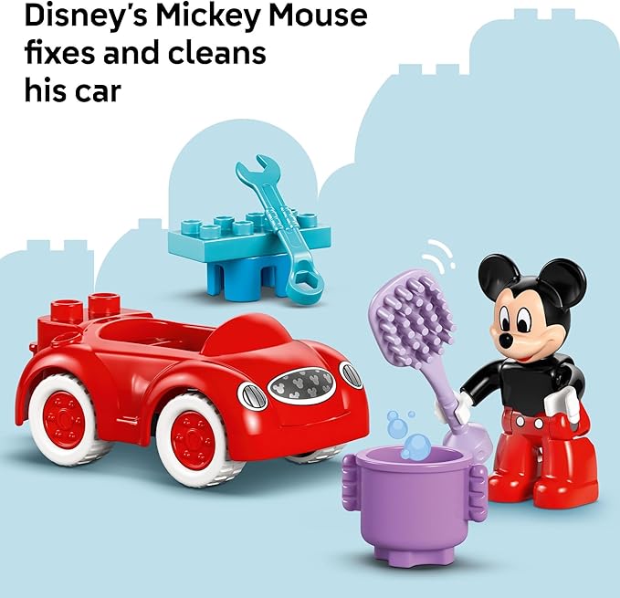 LEGO DUPLO Disney Mickey Mouse Clubhouse & Car Building Kit - Color Sorting Sensory Toy with Spinning Wheel - Toy for Toddlers, Girls, and Boys, Ages 2+ - Birthday Gift for Preschoolers - 10454