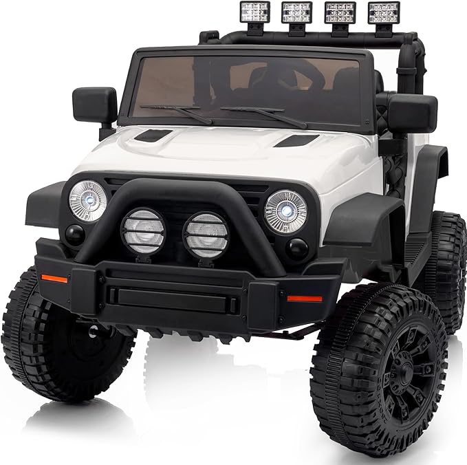 Kids Ride on Car Toy, 12V Electric Car for Kids with Remote Control, LED Light - White