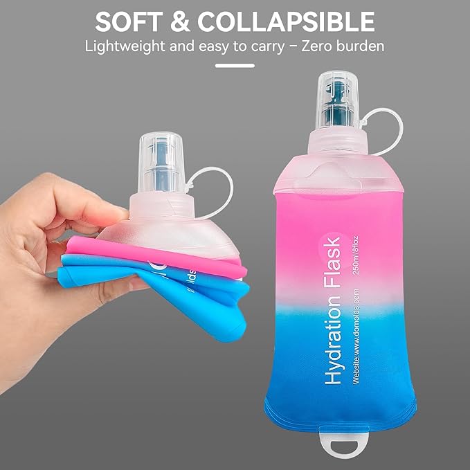 250ml Soft Flask Soft Water Bottle for Running, Hiking, Travelling, Cycling and Climbing - Gradient Pink