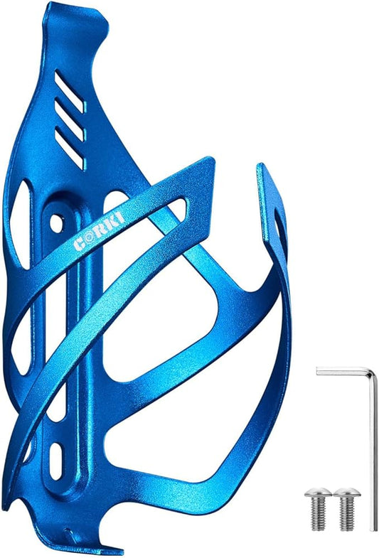 Corki Cycles Bike Water Bottle Holder Aluminum Alloy, Universal Bike Water Bottle Cage for Road, Mountain and Gravel Bikes - 1Pack - Blue