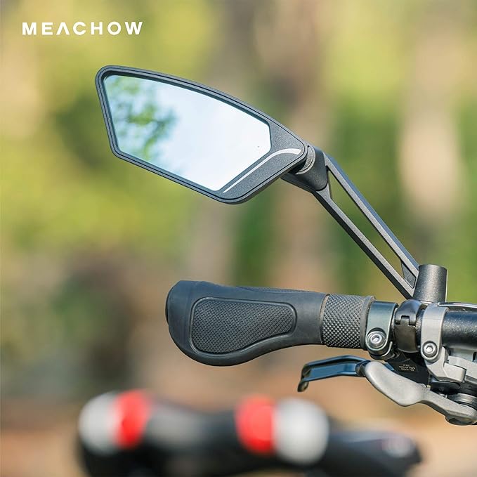 MEACHOW New Scratch Resistant Glass Lens,Handlebar Bike Mirror, Adjustable Safe Rearview Mirror, Bicycle Mirror,ME-003