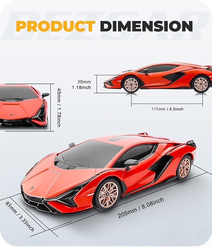 BEZGAR Remote Control Cars - 1:24 Scale Officially Licensed RC Series Lambo Sián FKP 37, Electric Sport Racing Hobby Toy Car Model Vehicle for Boys and Girls Teens and Adults Gift (Red)