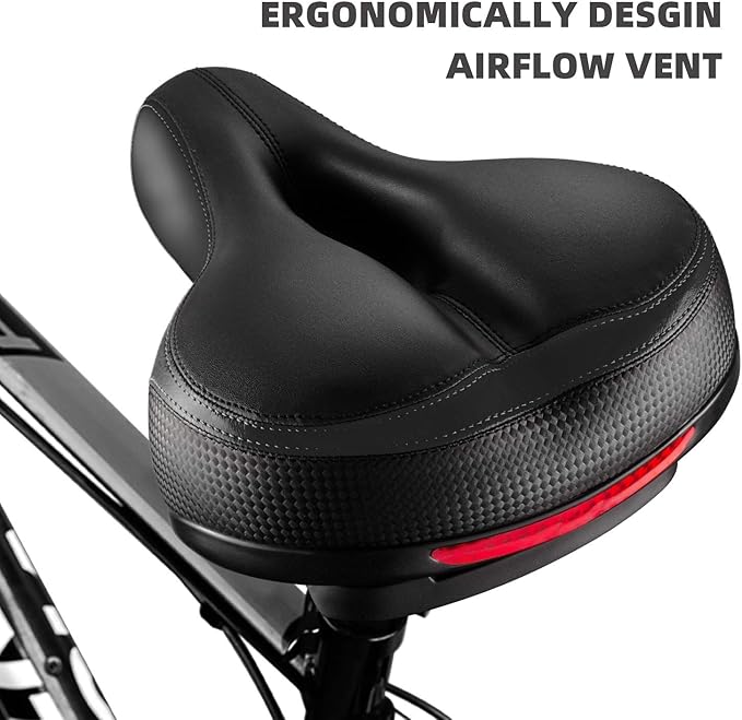 Bike Seat, Most Comfortable Bicycle Seat Dual Shock Absorbing Memory Foam Waterproof Bicycle Saddle Bike Seat Replacement with Refective Tape