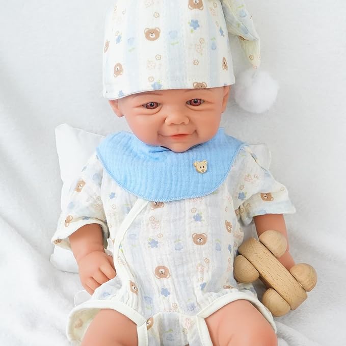 16.93 in Full Silicone Reborn Baby Dolls, 1:1 Lifelike Newborn Dolls Non Vinyl Realistic Reborn Toddler Dolls Boy Washable Sleeping Doll
