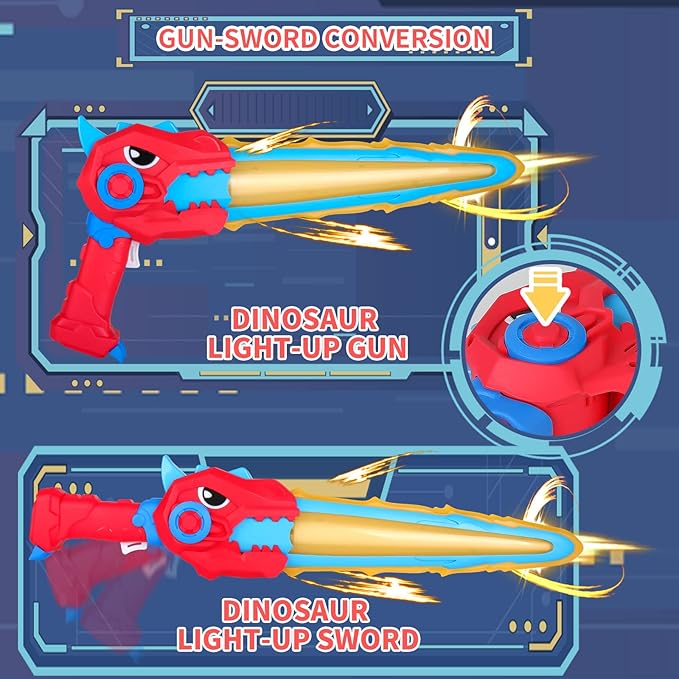 2 Pack Toy Swords for Kids 19.5 Inches, Plastic Light Up Sword with Led Lights and Sounds, Play Swords for Kids, Espadas De Juguete, Pretend Play Interactive Game, Halloween Costume Accessories