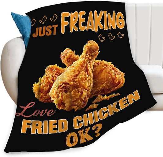 Fried Chicken Blanket, Fried Chicken Drumstick Flannel Throw Blanket, Cozy Fleece Soft Delicious Food Blankets Gift for Kids Couch Sofa Bed 60" x 50"