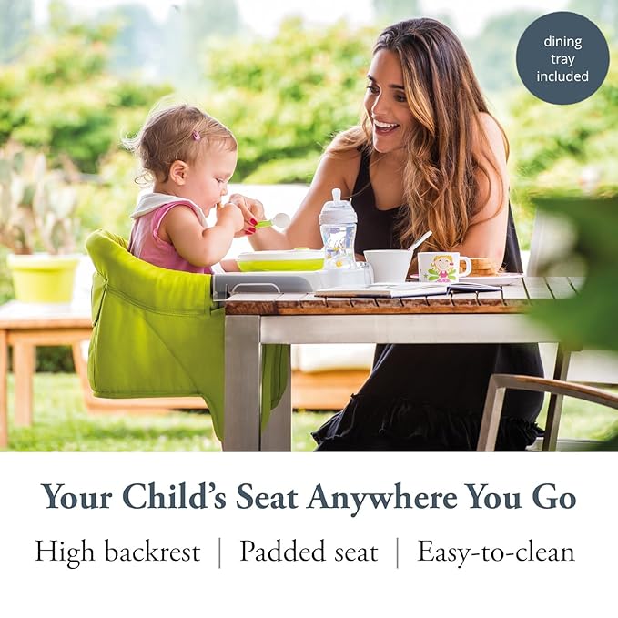 Inglesina Fast Table Chair - Lime + Fast Dining Tray - Portable Baby High Chair - for Babies & Toddlers up to 37 lbs - Fits Tables 0.8'' to 3.5'' Thick - Compact & Easy to Use - Travel Bag Included