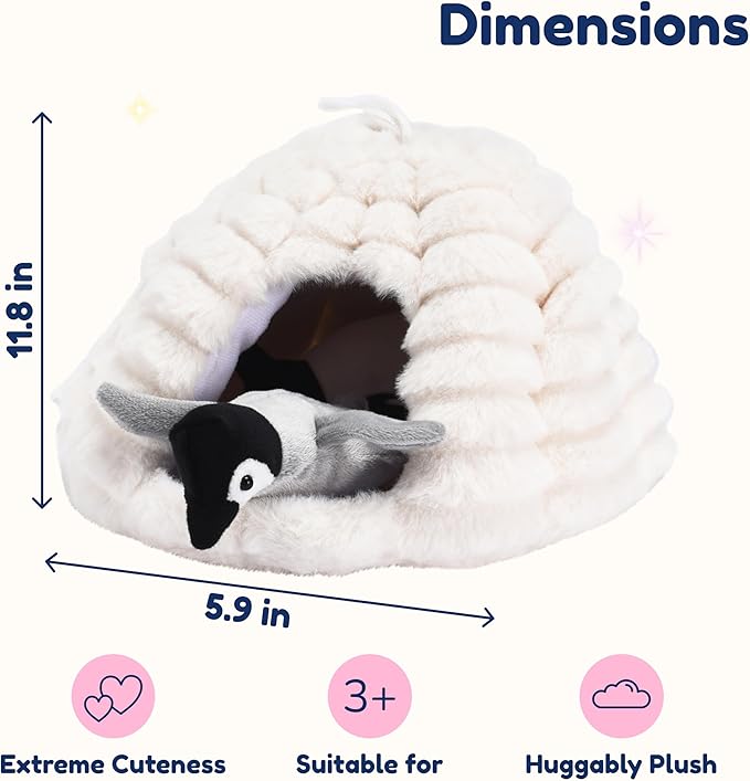 Penguin Stuffed Animal Set - 4 Soft and Cuddly Plush Penguins with Igloo - Perfect Penguin Plush Toy for Kids to Play, Cuddle, and Uplift Social Skills - Soft, Huggable, and Safe