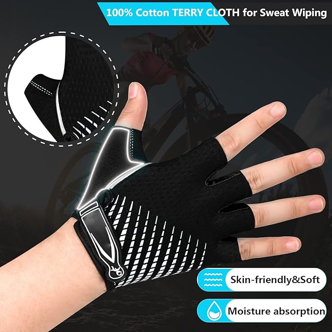 BIKINGMOREOK Bike Cycling Gloves for Men Women,Non-Slip Breathable 5MM Gel Pads DH Mountain Road Bicycle Gloves for MTB Biking Cycling,Workout Sports