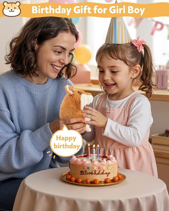 Ayeboovi Toddler Toys Talking Hamster Repeats What You Say Interactive Fun Kids Toys for Ages 2-4 Birthday Gift | Stuffed Animals Autism Toy Gifts for 2 3 4 5+ Year Old Girls Boys