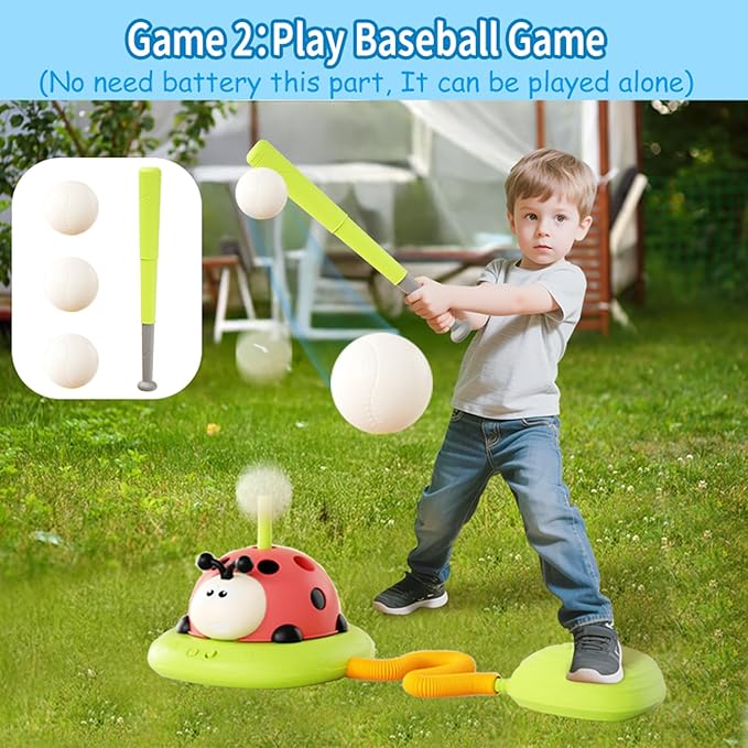 4 in 1 Musical Jump, Toss Ring Game, Baseball Toys and Stomping Launch Rocket Launcher for Kids Toys & Games with Remote, Indoor Outdoor Toys for Kids Ages 4-8 3-5 Baseball Party Favors Game Gift