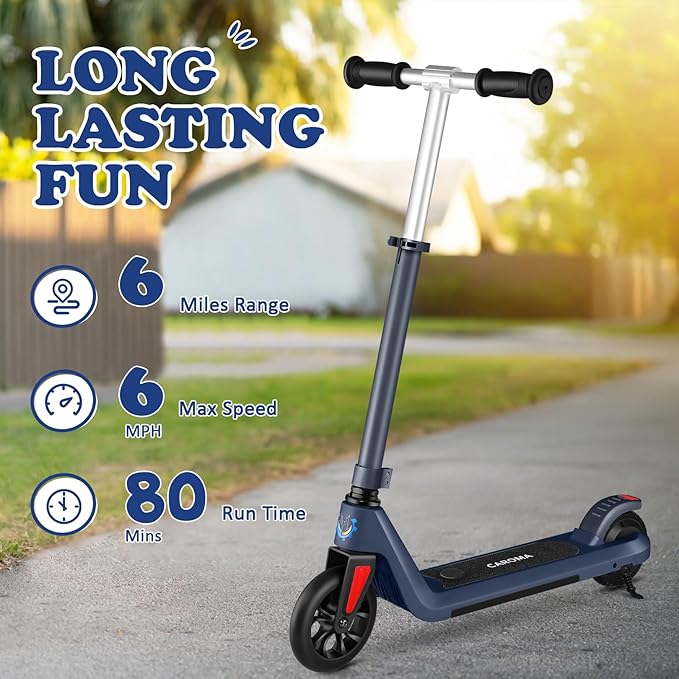 Caroma Electric Scooter for Kids Ages 6-14, 150W/180W Motor,10 MPH Max Speed & 7 Miles,Adjustable Height & Speed,Colorful Lights,LED Display,Foldable Kids Electric Scooter 132 Lbs Max Load