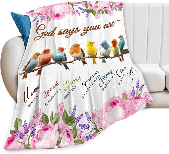 Bird Blanket God Says You are Bird Lover Throw Blanket Gifts for Kids Girls Boys Adults Women Men Super Soft Cozy Plush Fluffy Fuzzy Fleece Blanket Decor 40''X50''