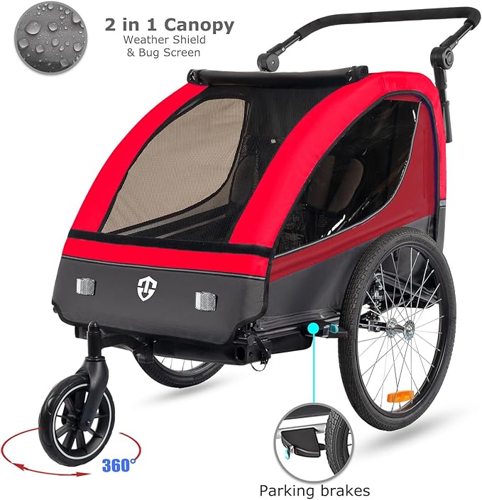 TIGGO VS Suspension Bike Trailer & Stroller 2 in 1 Double Seat for Toddlers, Kids, Child Bicycle Carrier Jogger
