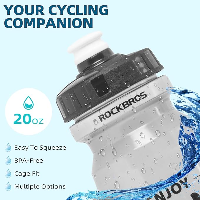 ROCKBROS Cycling Water Bottle, 20-25oz Cycling Bottle,Without BPA and BPS