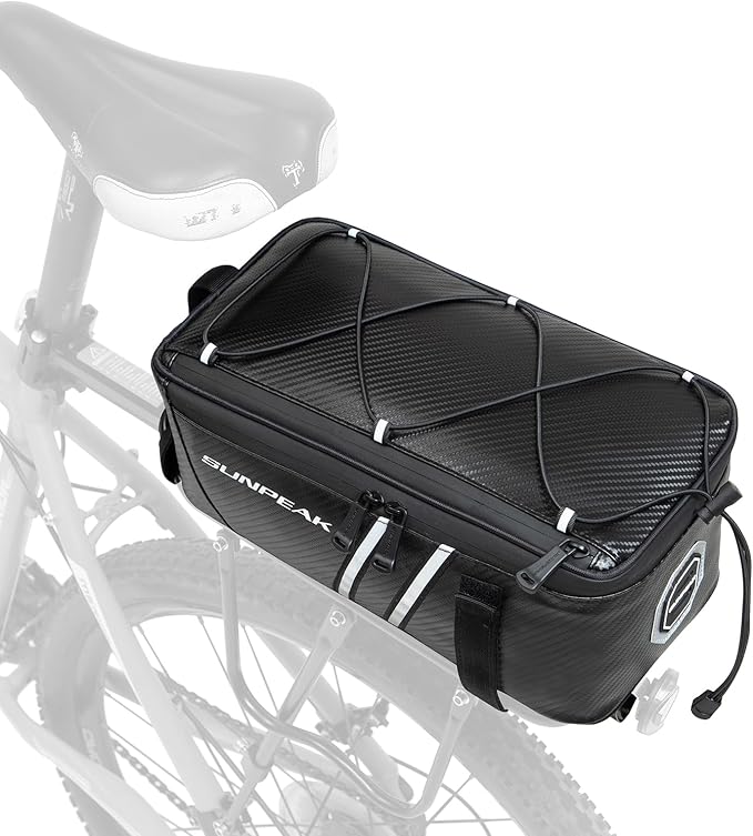 Bike Rear Rack Bag Waterproof Ebike Mountain Bicycle Saddle Bag 7L Cycling Pannier Trunk with Reflector & Adjustable Cord for Commuter Travel Outdoor