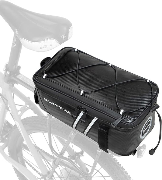 Bike Rear Rack Bag Waterproof Ebike Mountain Bicycle Saddle Bag 7L Cycling Pannier Trunk with Reflector & Adjustable Cord for Commuter Travel Outdoor