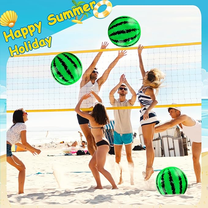 [ 10''+8'' ] 12 Pack Watermelon Beach Balls Bulk, Inflatable Swimming Pool Toys Mini Beach Ball for Kids Birthday Party Favors Outdoor Summer Games Fruits Theme Pool Party Decorations