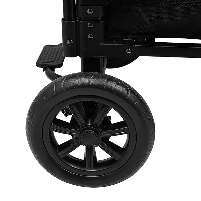 2-Seat Stroller Wagon for Kids, All-Terrain 4-Wheel Push Pull Wagon with 5-Point Harness & Sunshade, Foldable Double Wagon Cart with Adjustable Handle for 0-6 Years Old