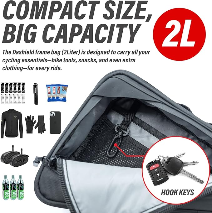 Bike Frame Bag Two Side Pockets Waterproof Reflective Bicycle Triangle Pouch, Storage Bag Strap-On, Mountain Road Bike MTB Cycling Bike Acessories, 2L