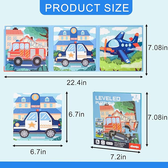 ASTARON Magnetic Puzzles for Toddlers, 12-16-20 Pieces Vehicle Learning Magnet Puzzles for Road Trip, Educational Travel Toys Car Plane Activities for Kids, Kids Birthday Gifts