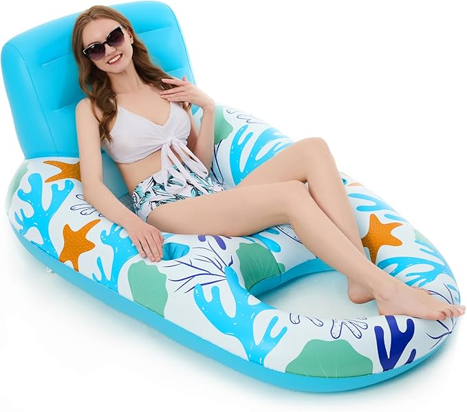 Jasonwell Inflatable Pool Float Adult - Pool Floaties Lounger Floats Raft Floating Chair Water Floaties for Swimming Pool Lake Lounge Float with Cup Holders Beach Pool Party Toys for Adults