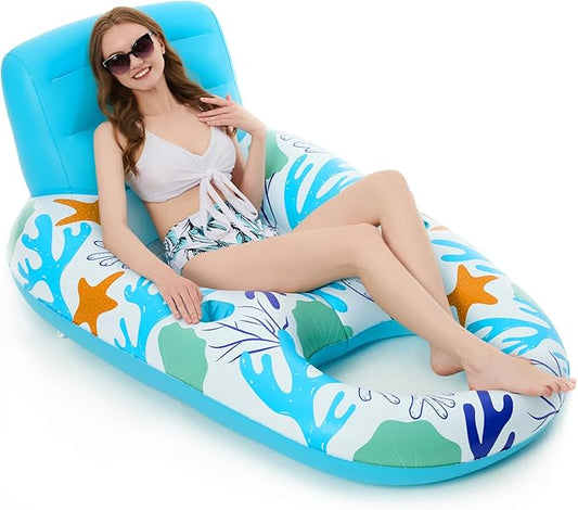 Jasonwell Inflatable Pool Float Adult - Pool Floaties Lounger Floats Raft Floating Chair Water Floaties for Swimming Pool Lake Lounge Float with Cup Holders Beach Pool Party Toys for Adults