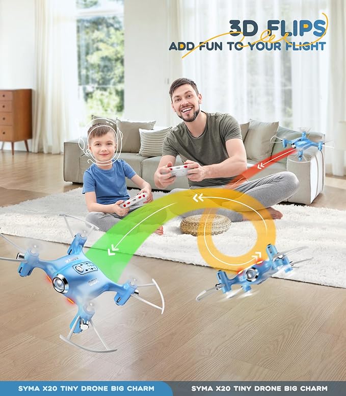 SYMA Drone for Kids, Easy Pocket RC Quadcopter with Altitude Hold, 3D Flips, Speed Switch Modes, Headless Mode, Protection Guards Helicopter Gift for Boys Girls Light Blue
