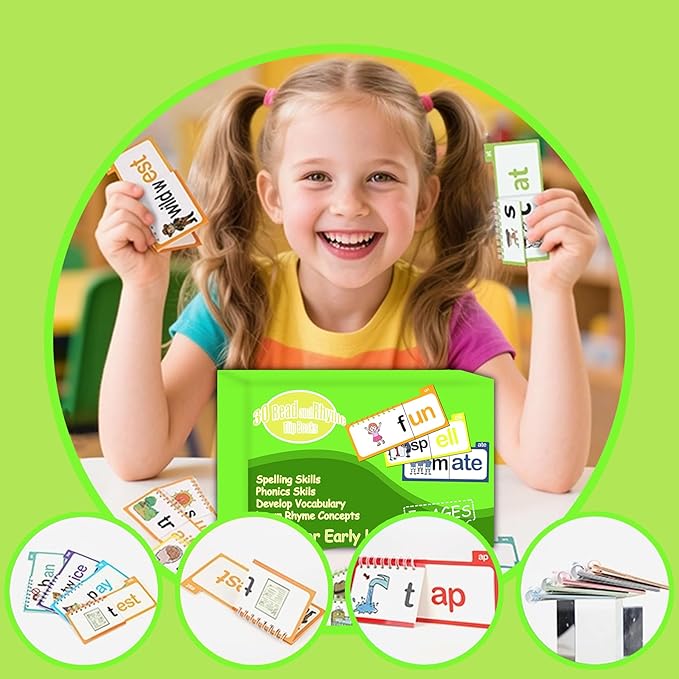 30 Read and Rhyme Flip Books Letter Sounds Flash Cards Flip Books Interactive Reading Flash Cards