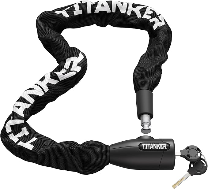 Titanker Bike Chain Lock with Keys, 3.3 Feet Security Heavy Duty Anti-Theft Bicycle Chain Locks for Bike, Motorcycle, Bicycle, Door, Gate, Fence, Grill (6mm, 8mm, 10mm Thick Chain)