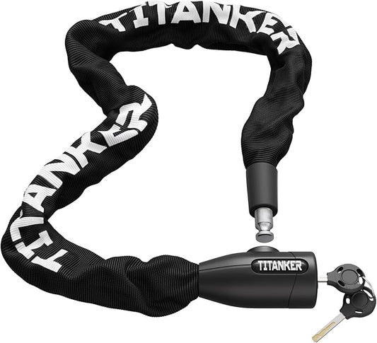 Titanker Bike Chain Lock with Keys, 3.3 Feet Security Heavy Duty Anti-Theft Bicycle Chain Locks for Bike, Motorcycle, Bicycle, Door, Gate, Fence, Grill (6mm, 8mm, 10mm Thick Chain)