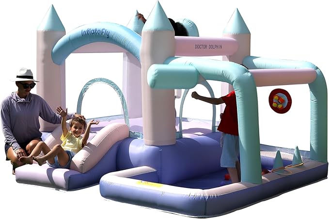 Bounce House Inflatable Slide Kids Bouncy Castle with Ball Pit,Dreamy Jumper with Air Blower for Wet and Dry