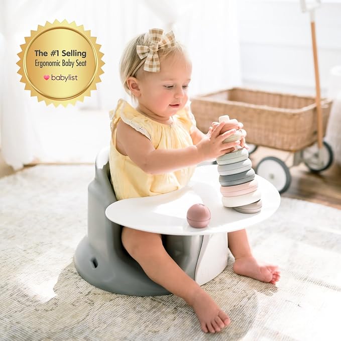 Upseat – The Original Ergonomic Baby Floor & Booster Seat with Tray, Developed with Physical Therapists for Upright Posture & Healthy Hip Development, 4–24 Months, Dishwasher-Safe Extra-Large Tray