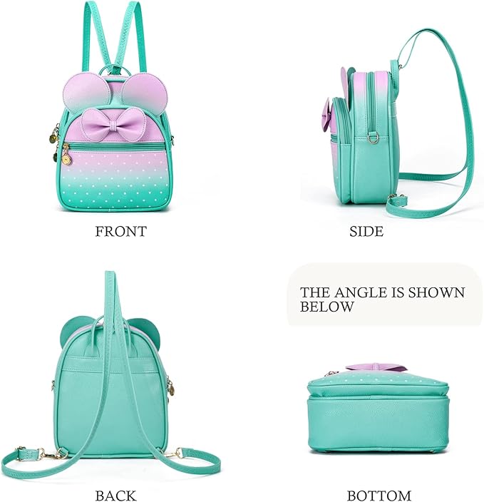 KL928 Girls Mini Backpack Bowknot Polka Dot Cute Small Daypacks Convertible Shoulder Bag Purse for Women