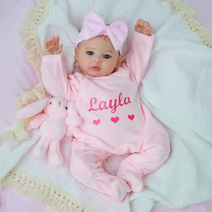 WOOROY Lifelike Reborn Baby Dolls - 18 Inch Silicone Baby Girl Vinyl Body Realistic Newborn Dolls with Open Eyes, Handmade Poseable Real Life Baby Doll, Gift with Doll Accessories for Kids 3+