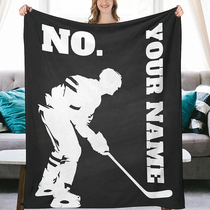 Kids Blankets for Girls - Hockey Gifts - Boys Blanket for Team Player - 50"x60" Soft Fleece Throws for Couch, Office
