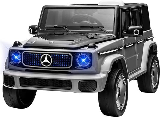 12V Ride on Kids Car, Electric Ride on Toy with Remote Control, LED Lights, Music & 3 Speeds, for Kids Ages 3-6 Years Old, Grey