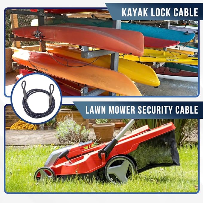 Big & Strong 7/16" Steel Security Cable Lock (7FT/13FT) with Looped Ends Anti-Theft for High-Value Assets, Movement Protection of Motorcycles, Generators, Jobsite Tools, Grills & More