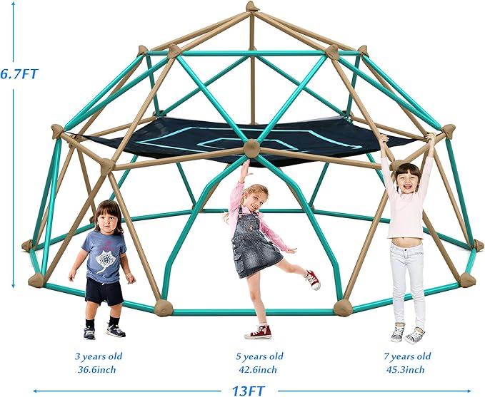Merax 13FT Climbing Dome with Hammock, Outdoor Geometric Dome Climber Play Center for Kids 3-10 Supporting 1000 lbs, Easy Assembly Jungle Gym