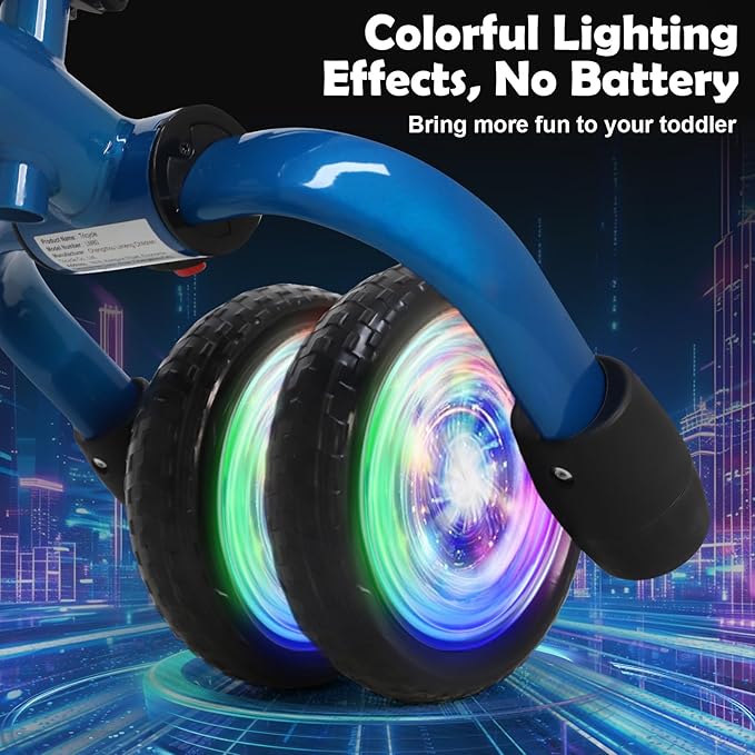 YGJT 3 in 1 Lighting Tricycle for Toddlers Age 2-5 Years Old, Folding Kids Balance Bike with Adjustable Seat and Removable Pedal, Toddler Bike Ride-on Toys for Infant, Gifts for Baby Boys Girls(Blue)