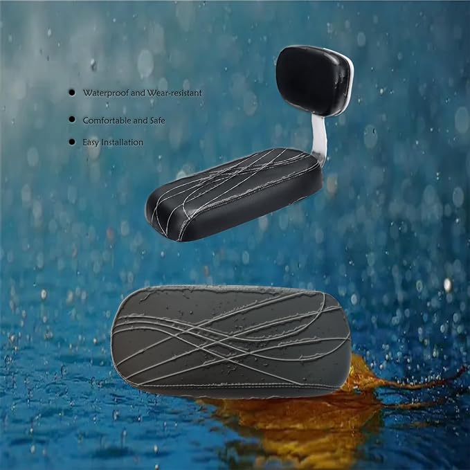 Bicycle Rear Seat with Back,Pu Leather Soft Cushion Bicycle Passenger Seat,Rear Bike Seat Kids Including Cushion and Backrest, Armrest, Footrests (Black)