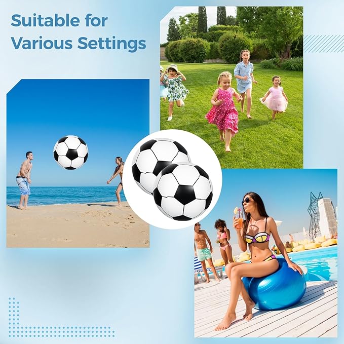 2 PCS Giant Inflatable Soccer Balls, 40 in Jumbo Beach PVC Ball, Oversized Fun for Party, Kindergarten Sports