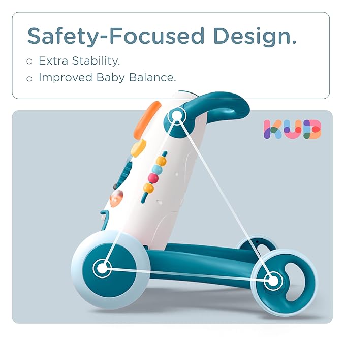 KÜB Montessori Baby Walker - Interactive Push Toy for Toddlers Learning to Walk with Soft Music & Lights, Adjustable Speed & Non-Slip Wheels, Educational Activity Center
