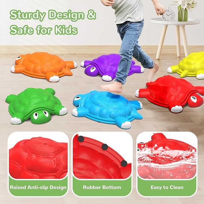 ABERLLS Stepping Stones for Kids 3 4 5 6 7 Year Old, Toddlers Turtle Balance Climbing Toys, Outdoor Indoor Sensory Play, Obstacle Course Coordination Game