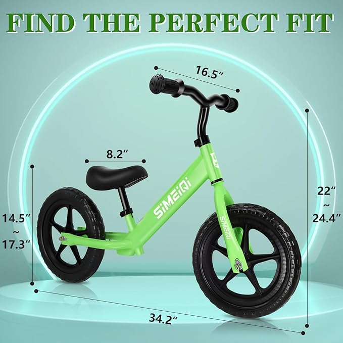 SIMEIQI 12" Balance Bike for Boys Girls 2 3 4 5 Years Old No Pedal Walking Balance Training Sports Bicycle for Kids Toddlers
